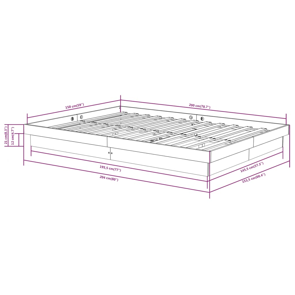 Giroletto Bianco in Legno Massello 150x200 cm 5FT King Size cod mxl 58434