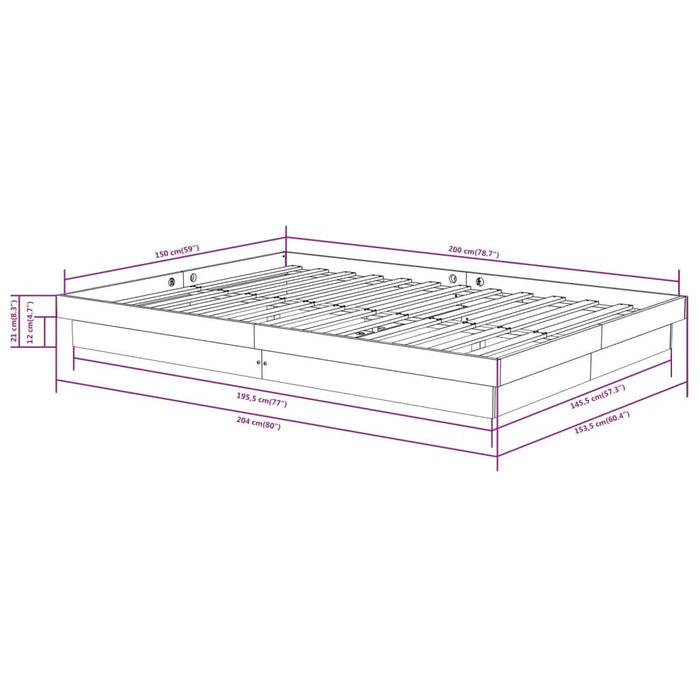 Giroletto Grigio in Legno Massello 150x200 cm 5FT King Size cod mxl 36625