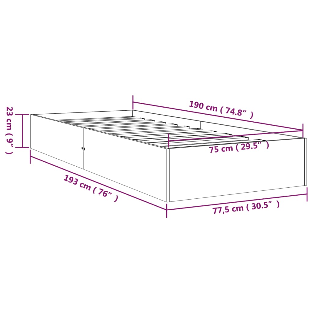 Giroletto in Legno Massello 75x190 cm 2FT6 Small Single cod mxl 36965