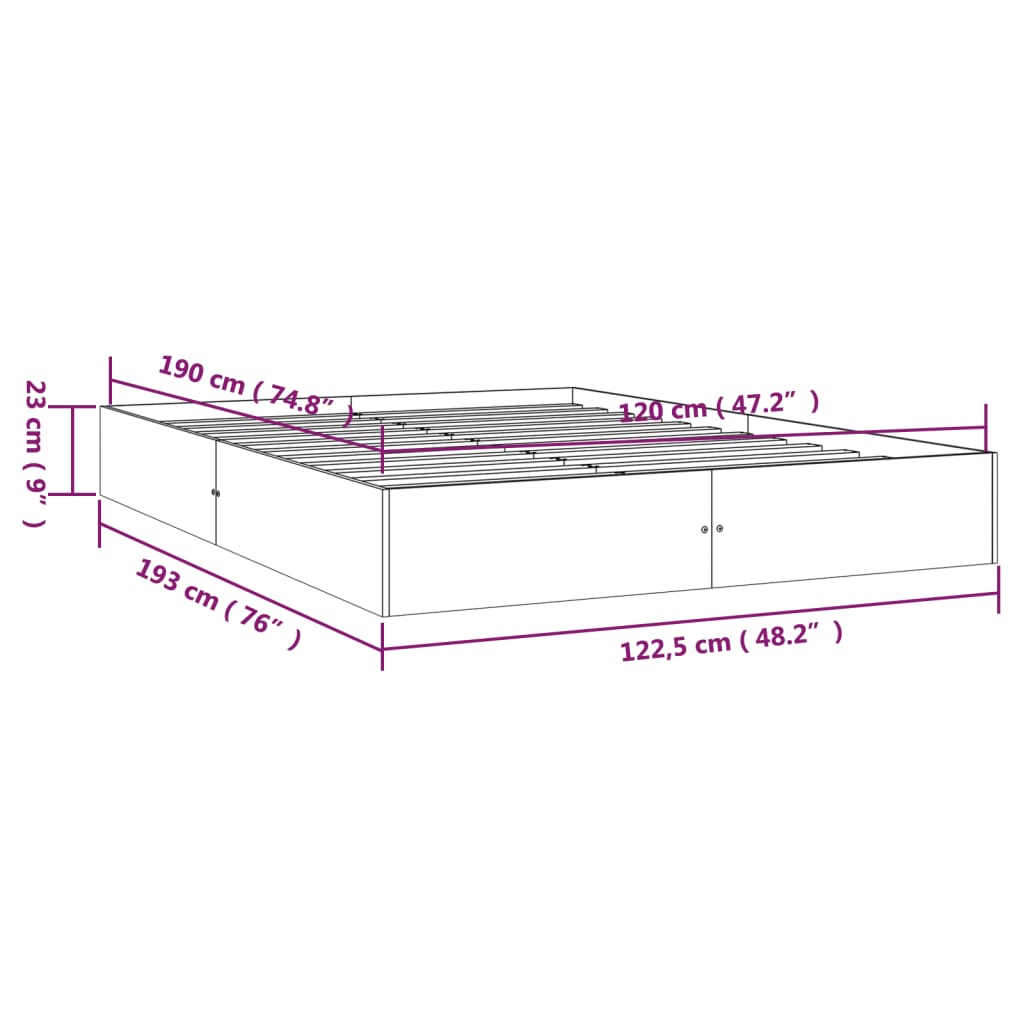 Giroletto Miele in Legno Massello 120x190 cm 4FT Small Double 820075