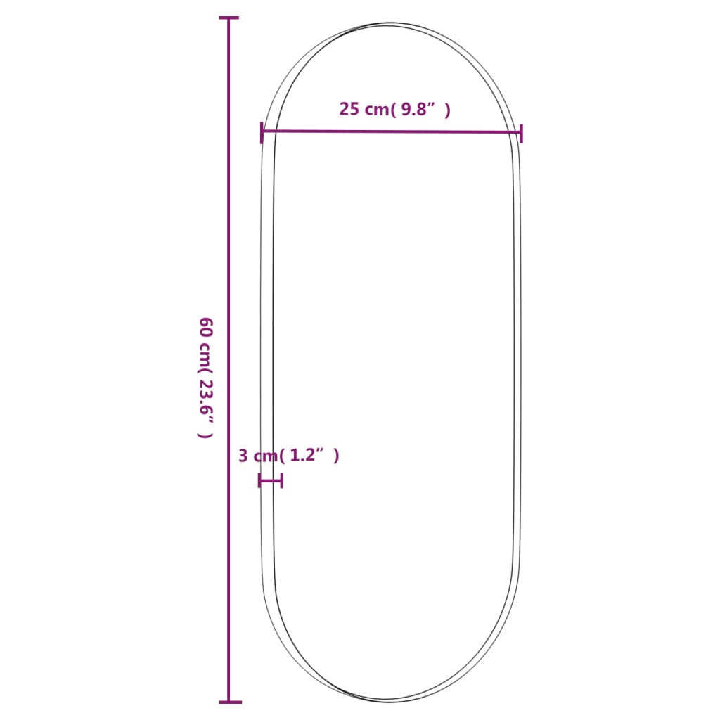 Specchio da Parete Dorato 25x60 cm Ovale 344944