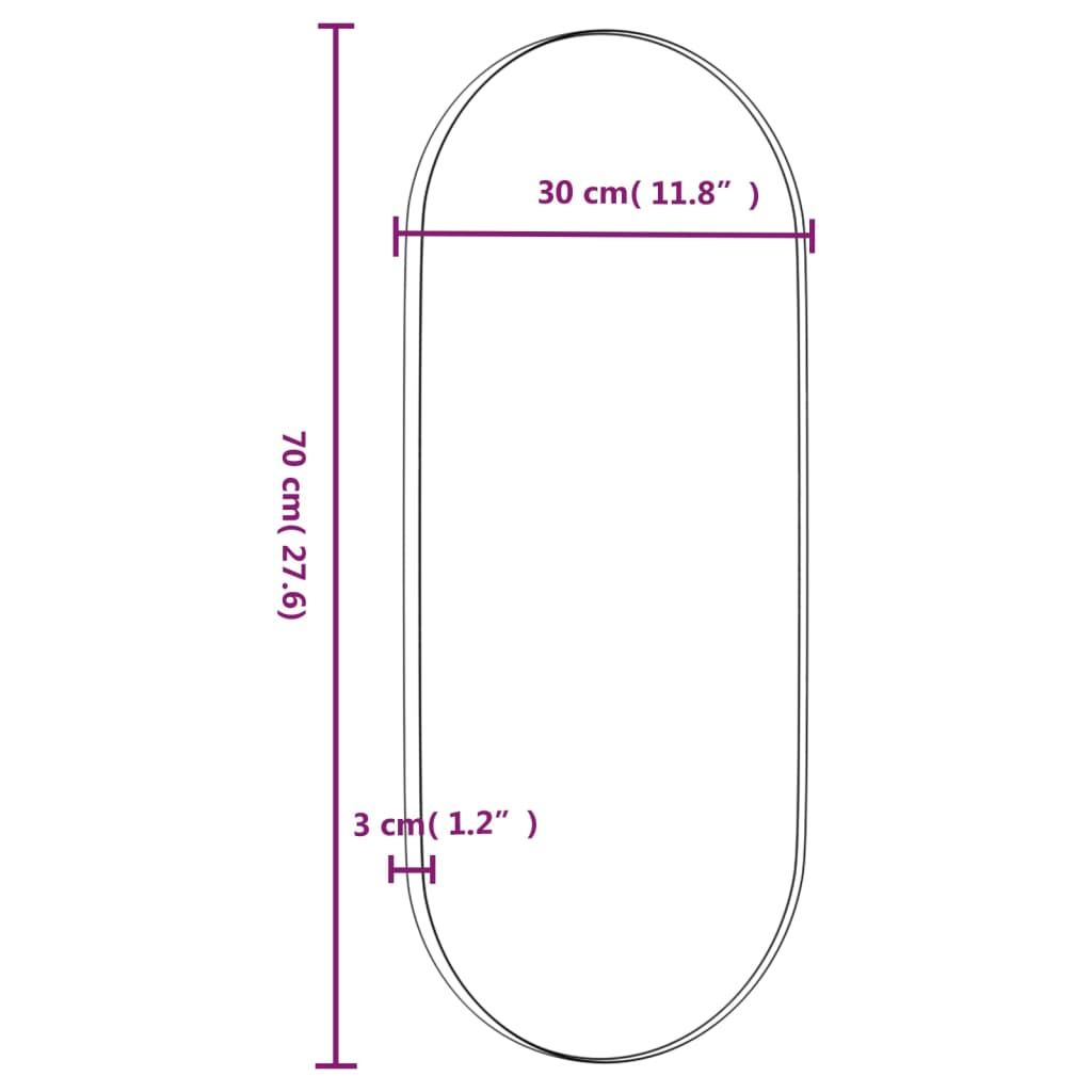 Specchio da Parete Dorato 30x70 cm Ovale 344945