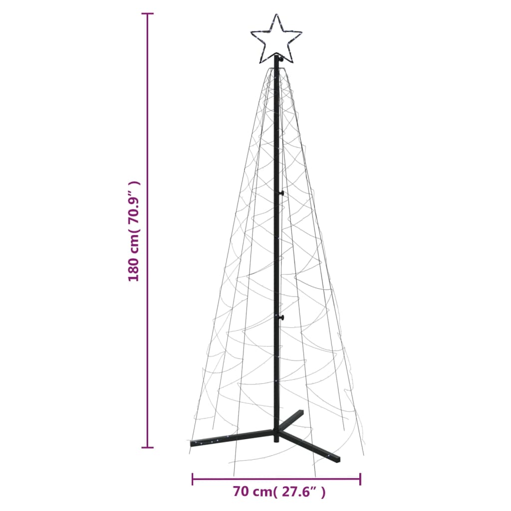 Albero di Natale a Cono Bianco Freddo 200 LED 70x180 cm 343502