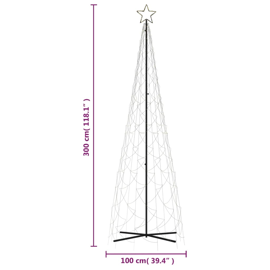 Albero di Natale a Cono Bianco Caldo 500 LED 100x300 cm 343509