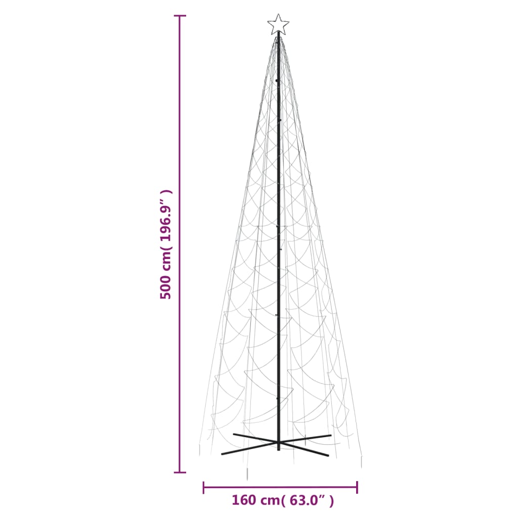 Albero di Natale a Cono Bianco Freddo 1400 LED 160x500 cm 343510