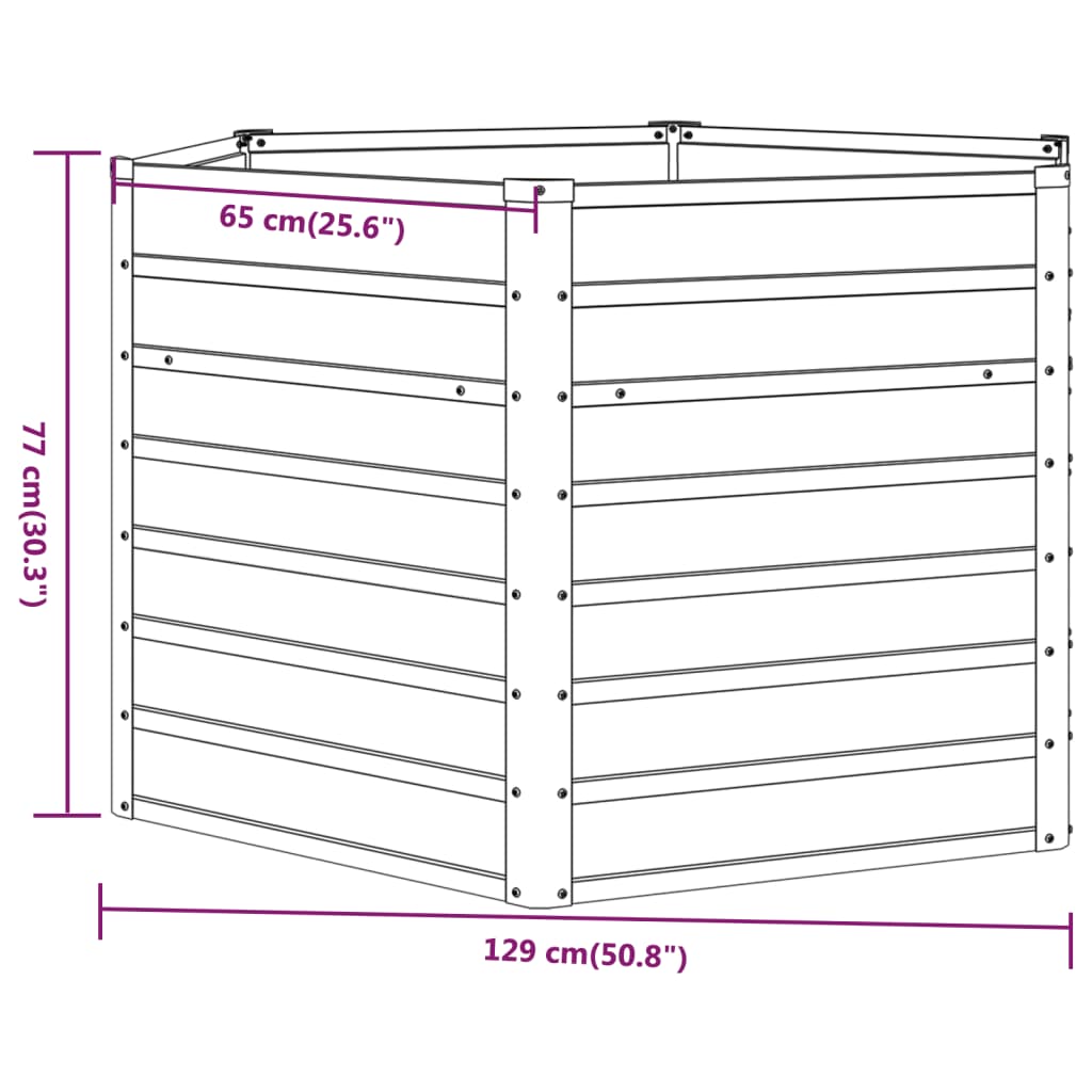 Letto Rialzato da Giardino Ruggine 129x129x77 cm Acciaio Corten 151947