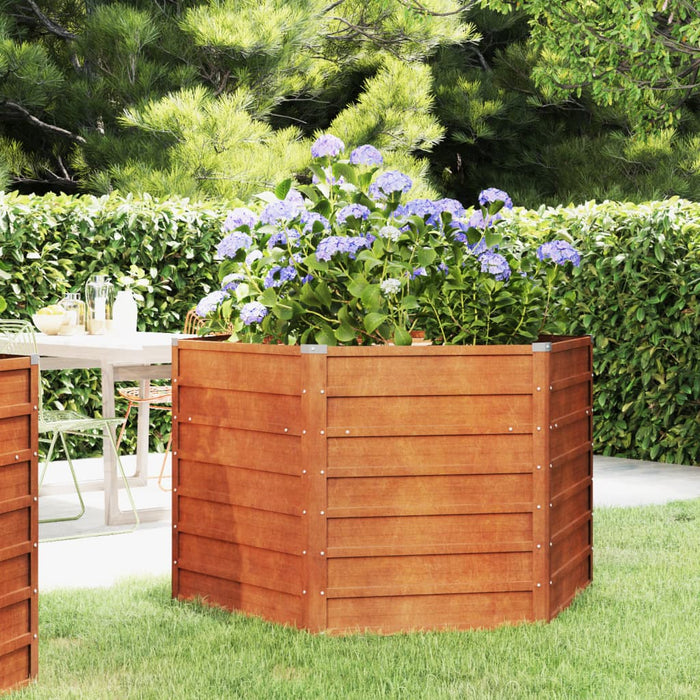 Letto Rialzato da Giardino Ruggine 129x129x77 cm Acciaio Corten 151947