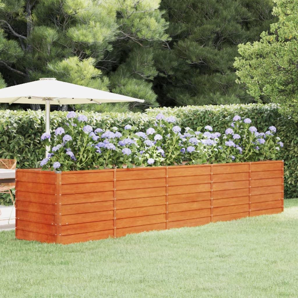 Fioriera da Giardino Grigia 400x80x77 cm Acciaio Corten cod mxl 66894