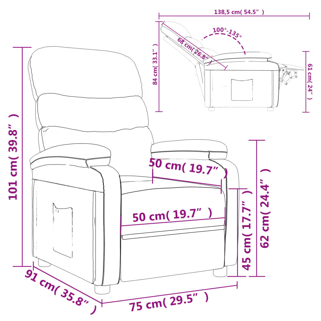 Poltrona Reclinabile in Tessuto Rosso Vino 344893