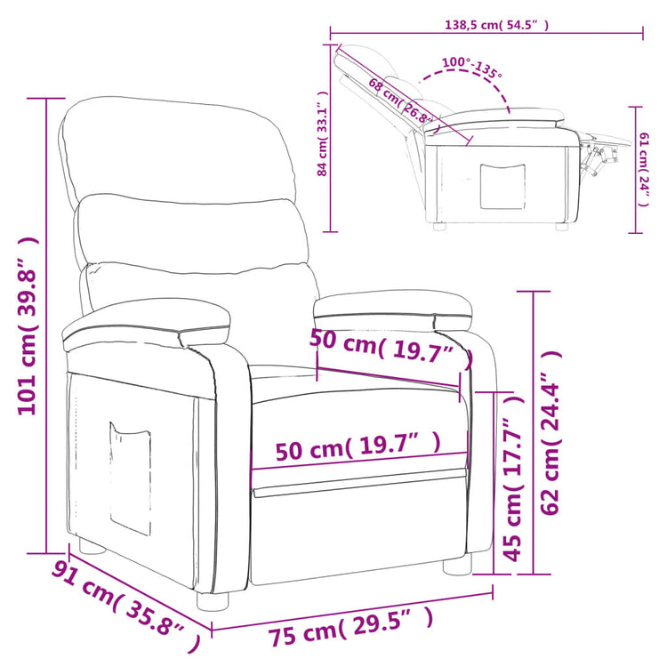 Poltrona Reclinabile in Tessuto Rosso Vino 344893