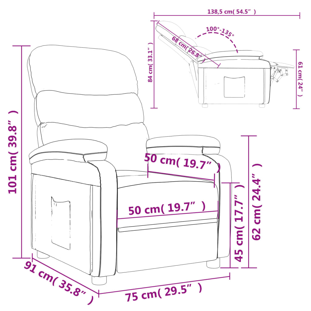 Poltrona Reclinabile in Tessuto Marrone 344894