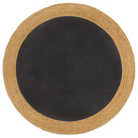 Tappeto Intrecciato Nero e Naturale 90 cm Juta e Cotone Rotondo 344969