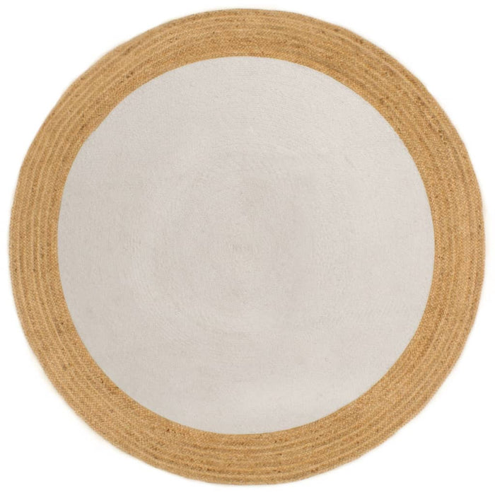 Tappeto Intrecciato Bianco e Naturale 90cm Juta Cotone Rotondocod mxl 127137