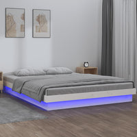 Giroletto con LED Bianco 150x200cm King Size in Legno Massello 819978