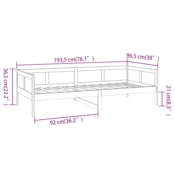 Dormeuse Bianca in Legno Massello di Pino 90x190 cm 820248