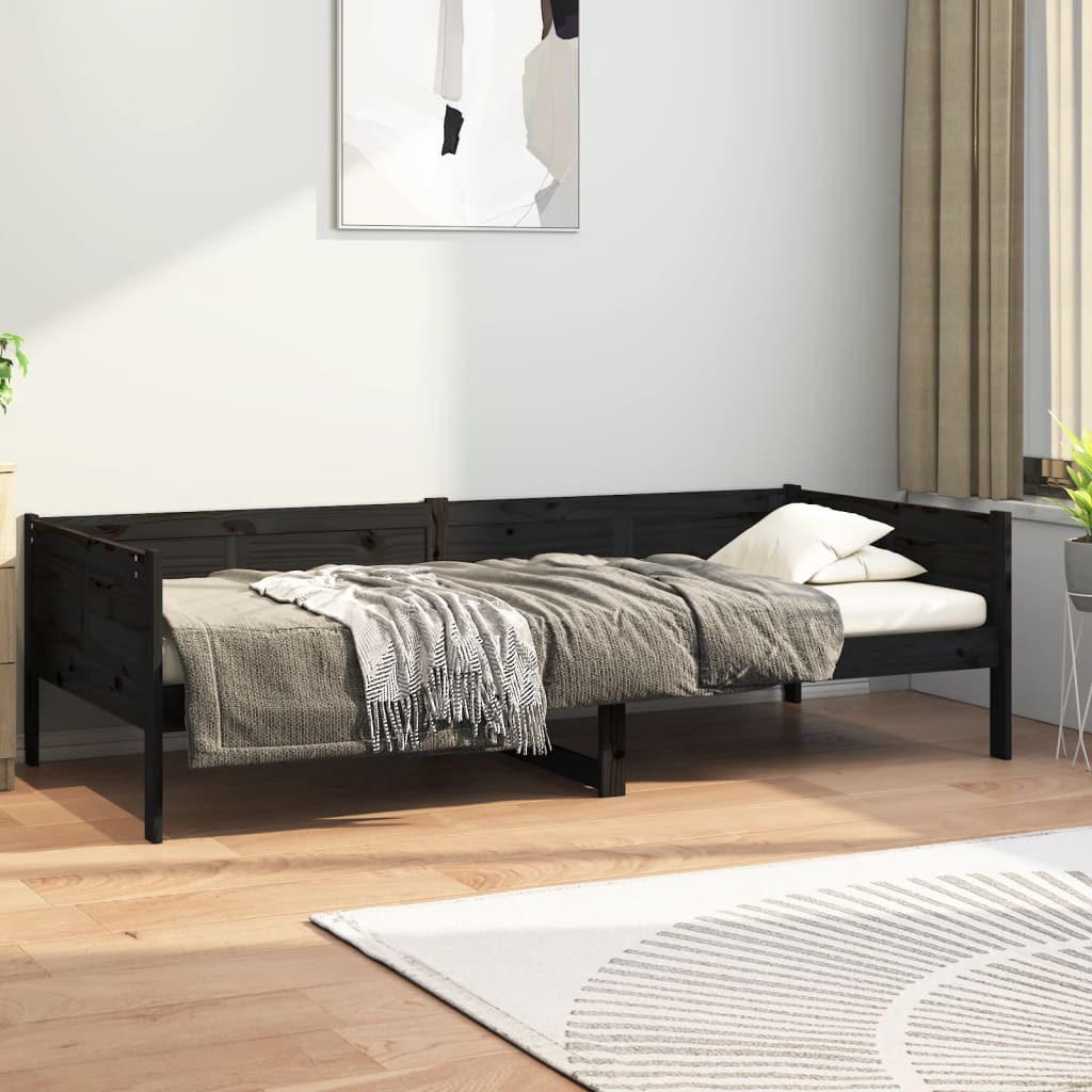 Dormeuse Nera in Legno Massello di Pino 90x190 cm cod mxl 34197