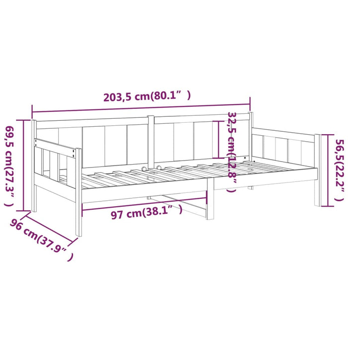 Dormeuse in Legno Massello di Pino Grigio 90x200 cm cod mxl 53940