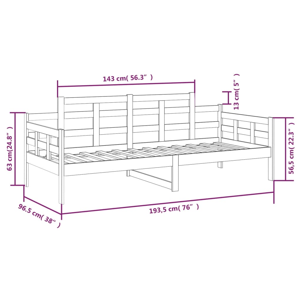 Dormeuse Bianca in Legno Massello di Pino 90x190 cm cod mxl 59410