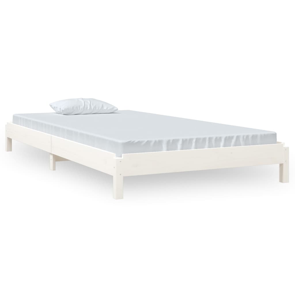 Letto Impilabile Bianco 100x200cm in Legno Massello di Pino cod mxl 55606