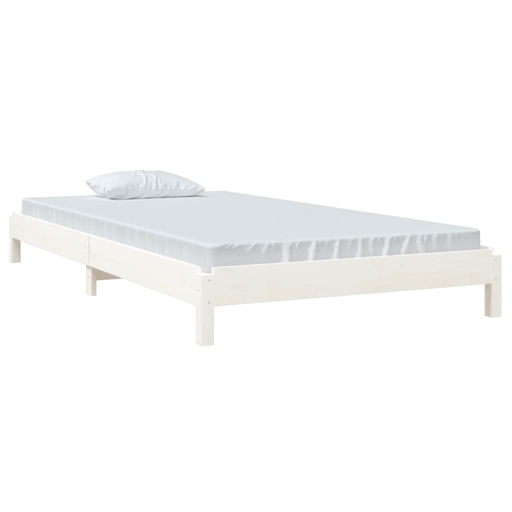 Letto Impilabile Bianco 100x200cm in Legno Massello di Pino cod mxl 55606