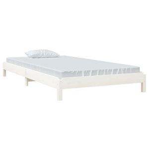 Letto Impilabile Bianco 100x200cm in Legno Massello di Pino cod mxl 55606