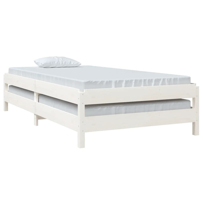 Letto Impilabile Bianco 100x200cm in Legno Massello di Pino 820388