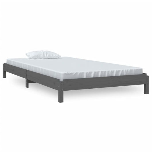 Letto Impilabile Grigio 100x200cm in Legno Massello di Pino 820389