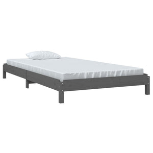 Letto Impilabile Grigio 100x200cm in Legno Massello di Pino 820389