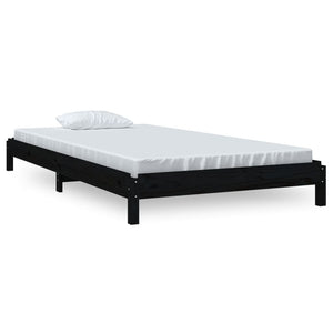 Letto Impilabile Nero 100x200cm in Legno Massello di Pino 820391