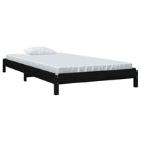 Letto Impilabile Nero 100x200cm in Legno Massello di Pino 820391