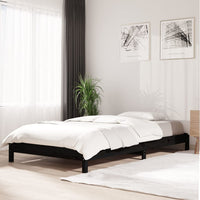 Letto Impilabile Nero 100x200cm in Legno Massello di Pino 820391