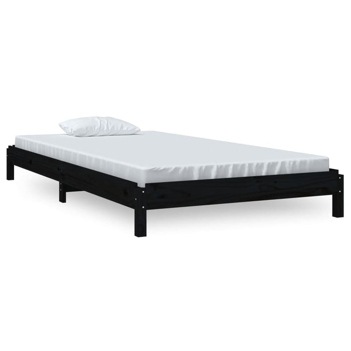 Letto Impilabile Nero 90x200cm in Legno Massello di Pino 820396