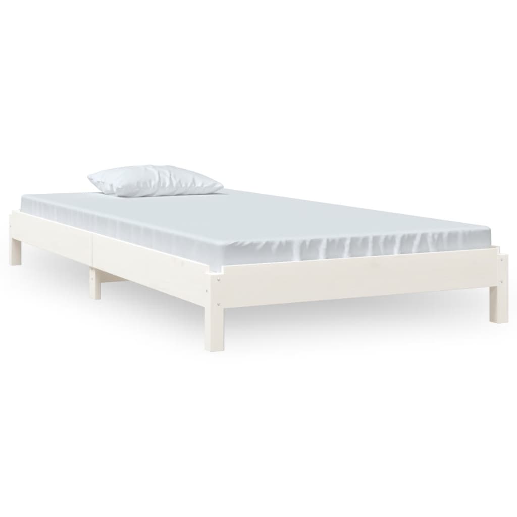 Letto Impilabile Bianco 90x190 cm in Legno Massello di Pino cod mxl 63183