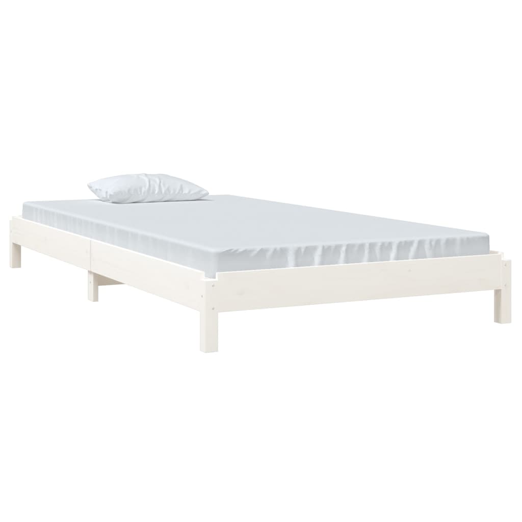 Letto Impilabile Bianco 90x190 cm in Legno Massello di Pino cod mxl 63183