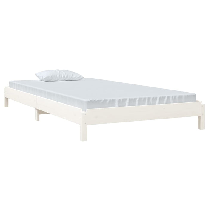 Letto Impilabile Bianco 90x190 cm in Legno Massello di Pino cod mxl 63183