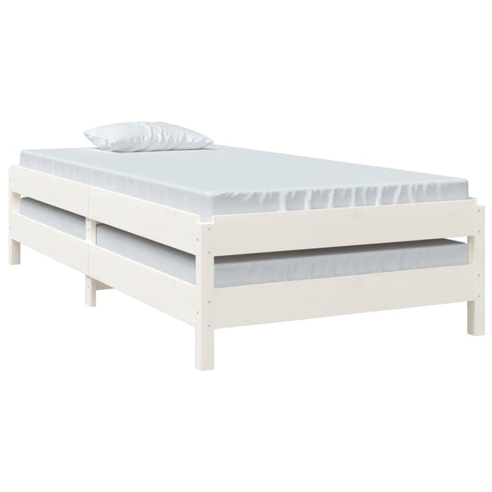 Letto Impilabile Bianco 90x190 cm in Legno Massello di Pino 820403