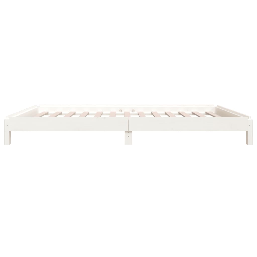 Letto Impilabile Bianco 90x190 cm in Legno Massello di Pino 820403