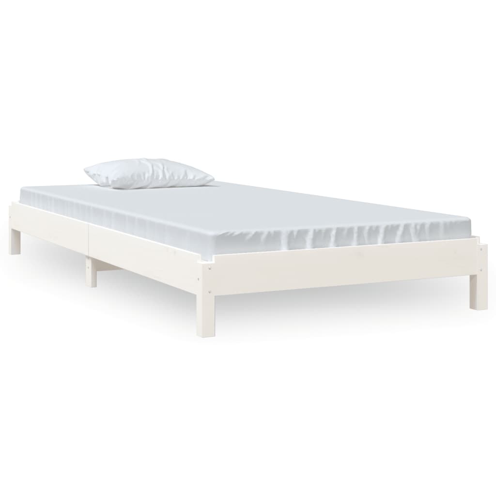 Letto Impilabile Bianco 75x190 cm in Legno Massello di Pino 820408