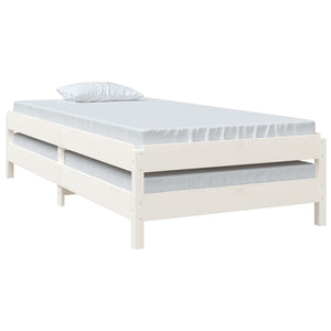 Letto Impilabile Bianco 75x190 cm in Legno Massello di Pino 820408