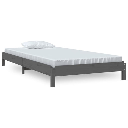 Letto Impilabile Grigio 75x190 cm in Legno Massello di Pino 820409