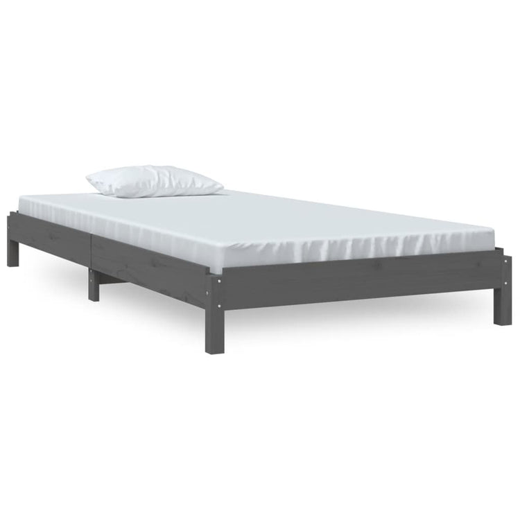 Letto Impilabile Grigio 75x190 cm in Legno Massello di Pino 820409