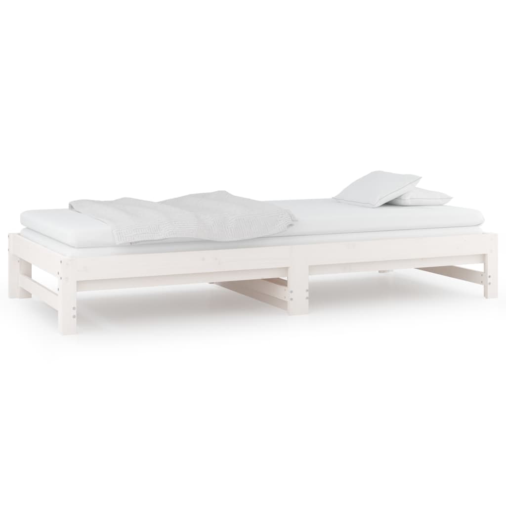 Dormeuse Estraibile Bianca 2x(80x200) cm Legno Massello di Pino 820433