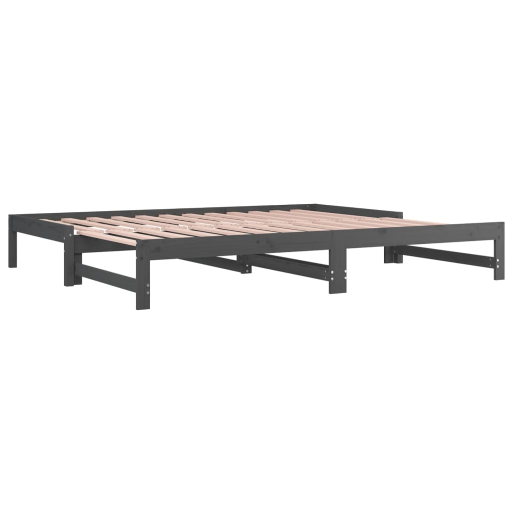 Dormeuse Estraibile Grigia 2x(80x200) cm Legno Massello di Pino 820434