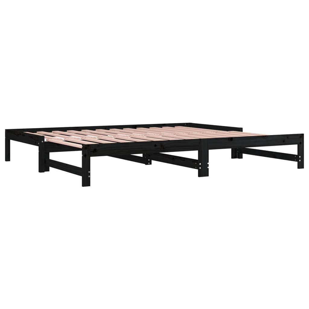 Dormeuse Estraibile Nera 2x(80x200) cm Legno Massello di Pino cod mxl 61916