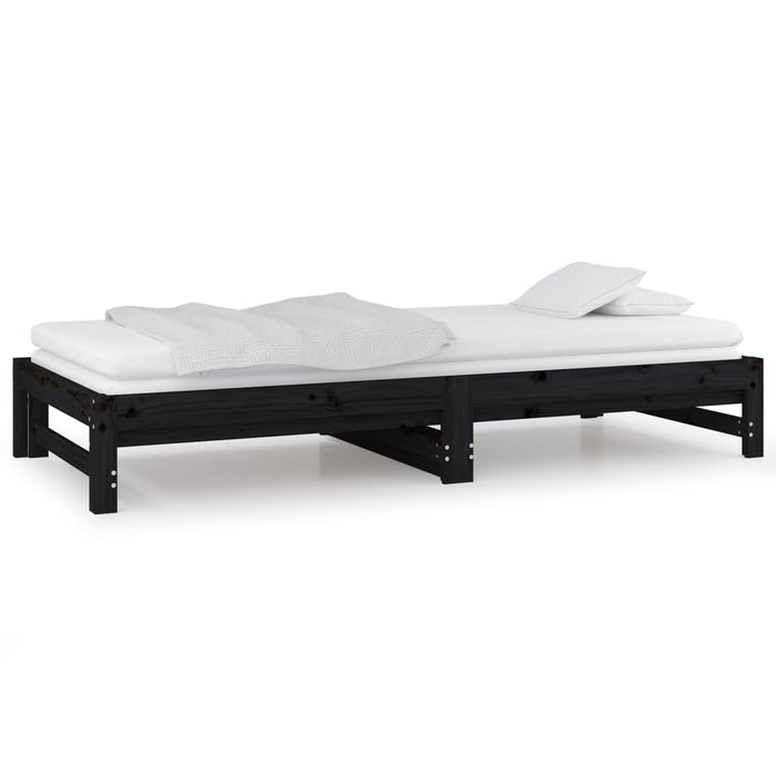 Dormeuse Estraibile Nera 2x(90x190) cm Legno Massello di Pino 820441