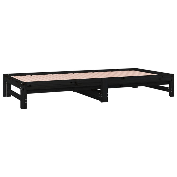 Dormeuse Estraibile Nera 2x(90x190) cm Legno Massello di Pino 820441