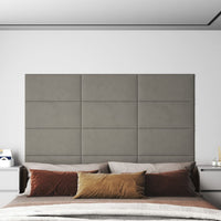 Pannelli Murali 12 pz Grigio Chiaro 60x30 cm in Velluto 2,16 m² 343863