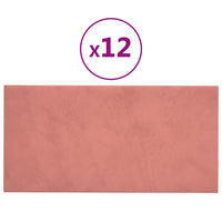 Pannelli Murali 12 pz Rosa 60x30 cm in Velluto 2,16 m² 343866