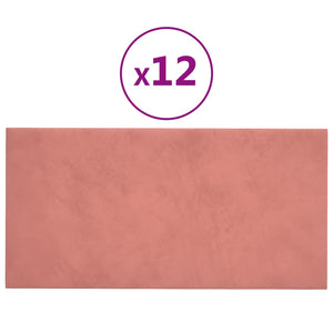 Pannelli Murali 12 pz Rosa 60x30 cm in Velluto 2,16 m² 343866