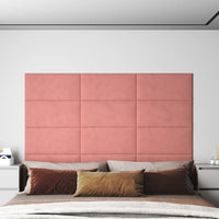 Pannelli Murali 12 pz Rosa 60x30 cm in Velluto 2,16 m² 343866